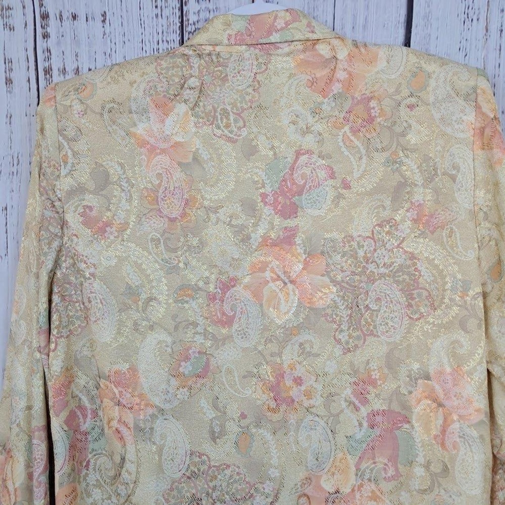 Michael & Company Vintage M Floral Paisley Tapestry Blazer Gold Peach Pastel - Picture 7 of 9